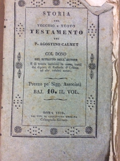 STORIA DEL VECCHIO E NUOVO TESTAMENTO. - E degli Ebrei.