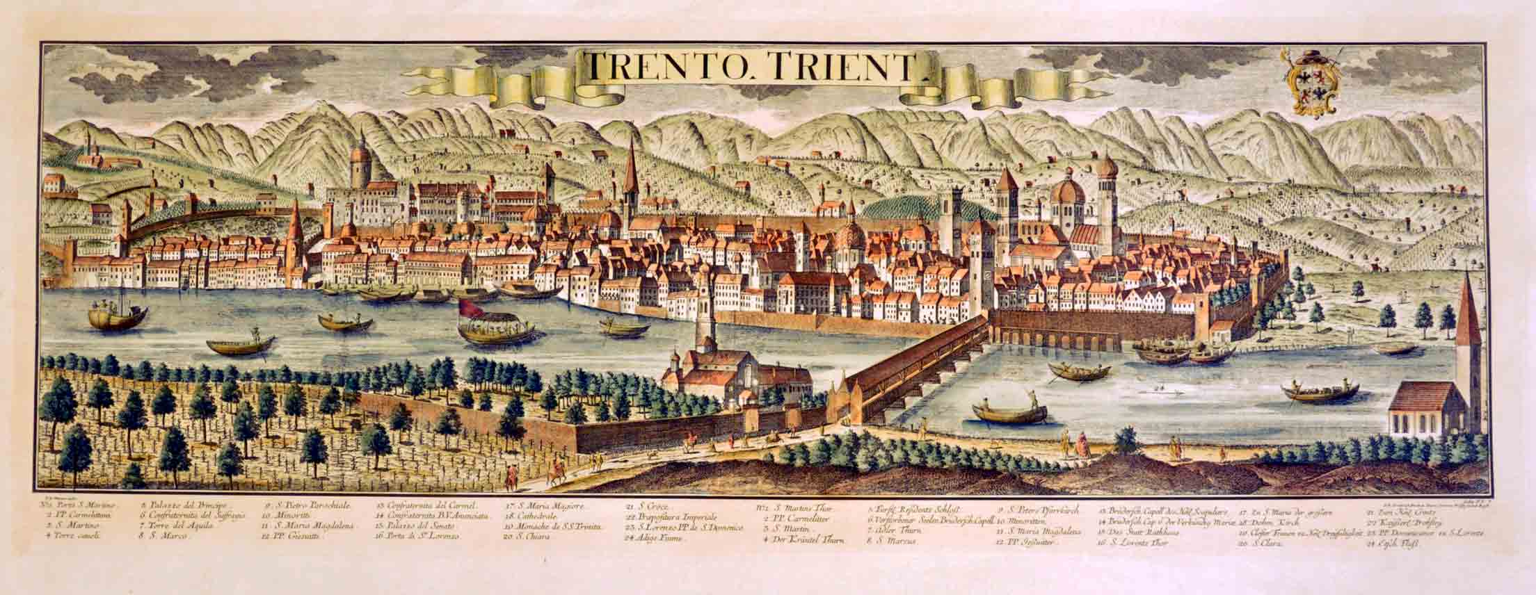 TRENTO TRIENT. - (Riproduzione di stampa d'epoca).