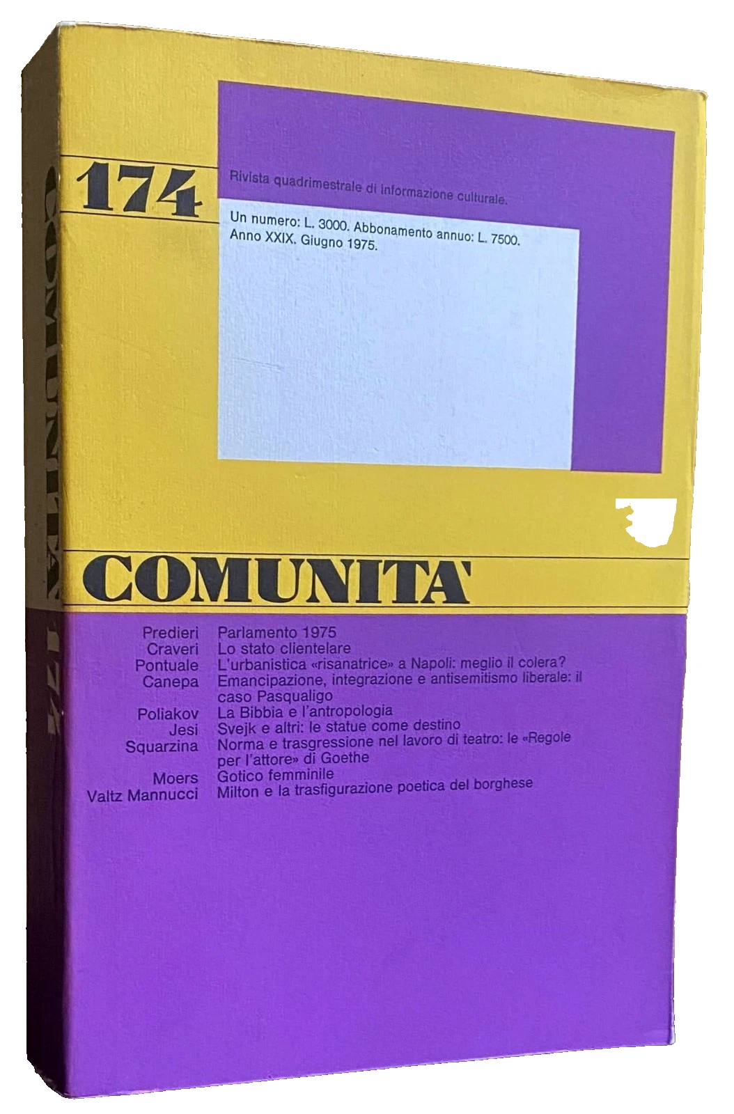 COMUNITÀ N. 174. ANNO XXXII. GIUGNO 1975. RIVISTA DI INFORMAZIONE …
