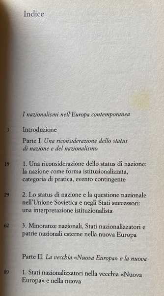 I NAZIONALISMI NELL'EUROPA CONTEMPORANEA