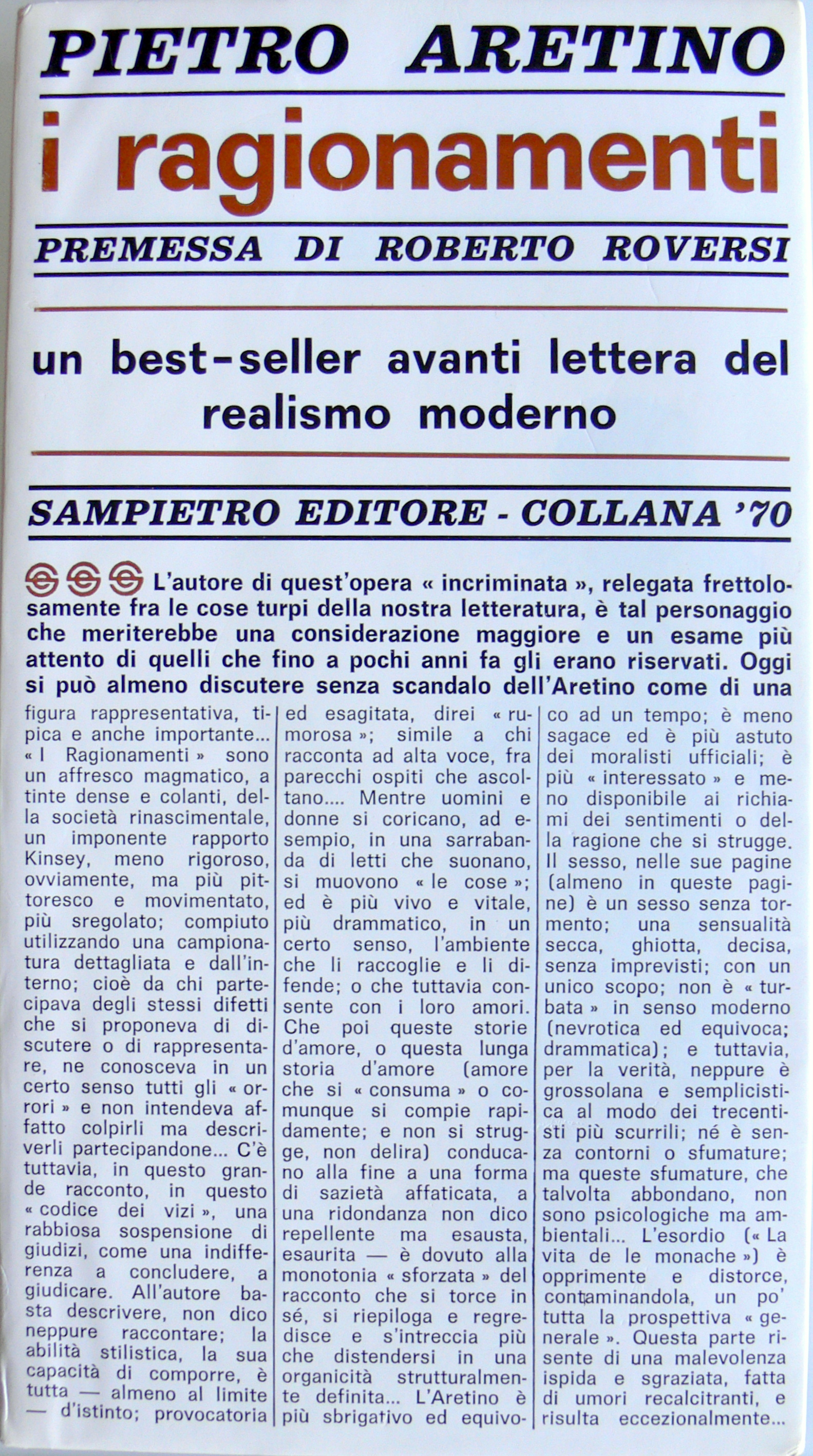 I RAGIONAMENTI. Un bestseller avanti lettera del realismo moderno. (In …