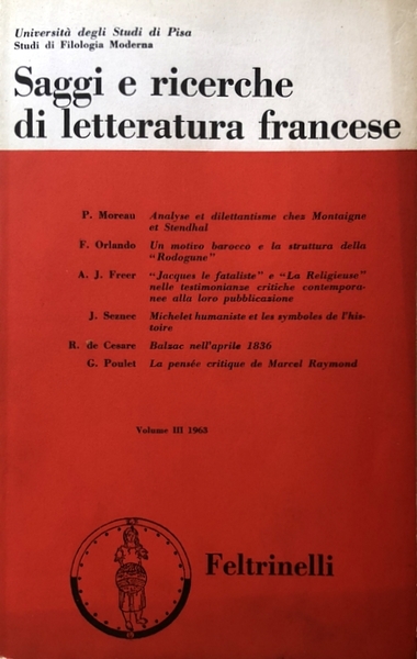 SAGGI E RICERCHE DI LETTERATURA FRANCESE. (VOLUME 3 III)