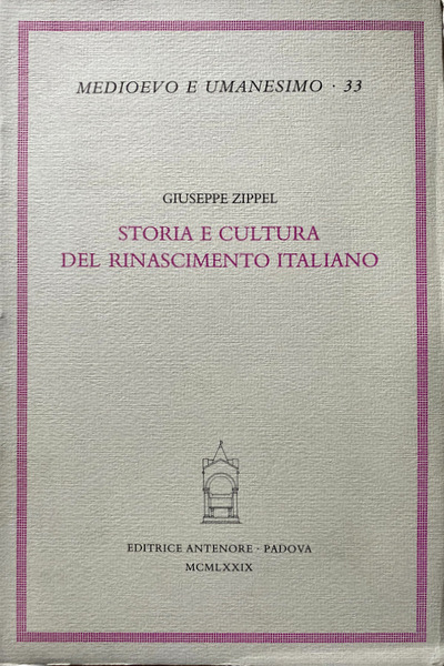 STORIA E CULTURA DEL RINASCIMENTO ITALIANO