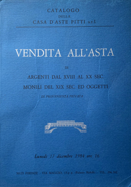 VENDITA ALL'ASTA DI ARGENTI DAL XVIII AL XX SECOLO, MONILI …