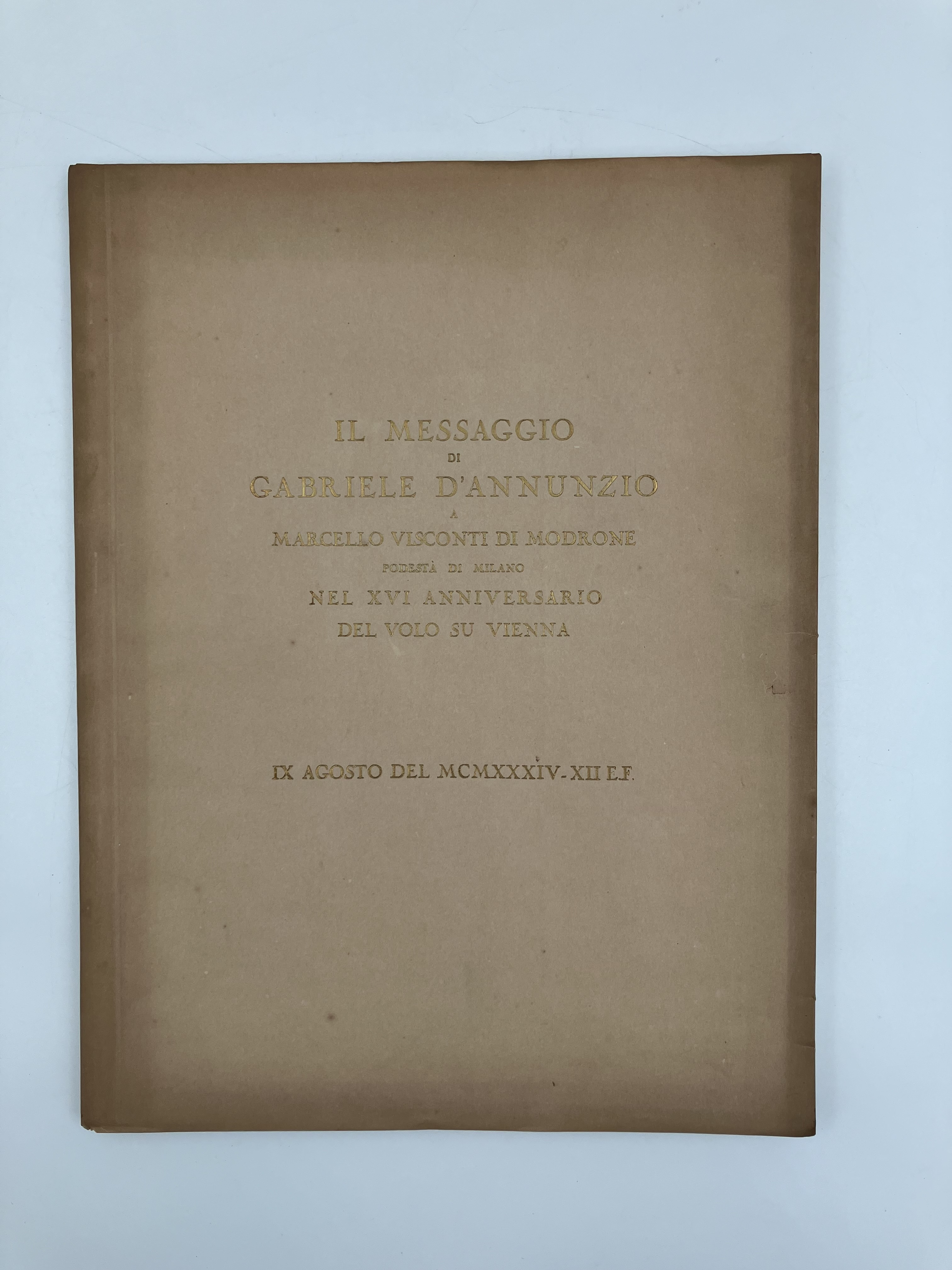 Il messaggio di Gabriele d’Annunzio a Marcello Visconti di Modrone, …