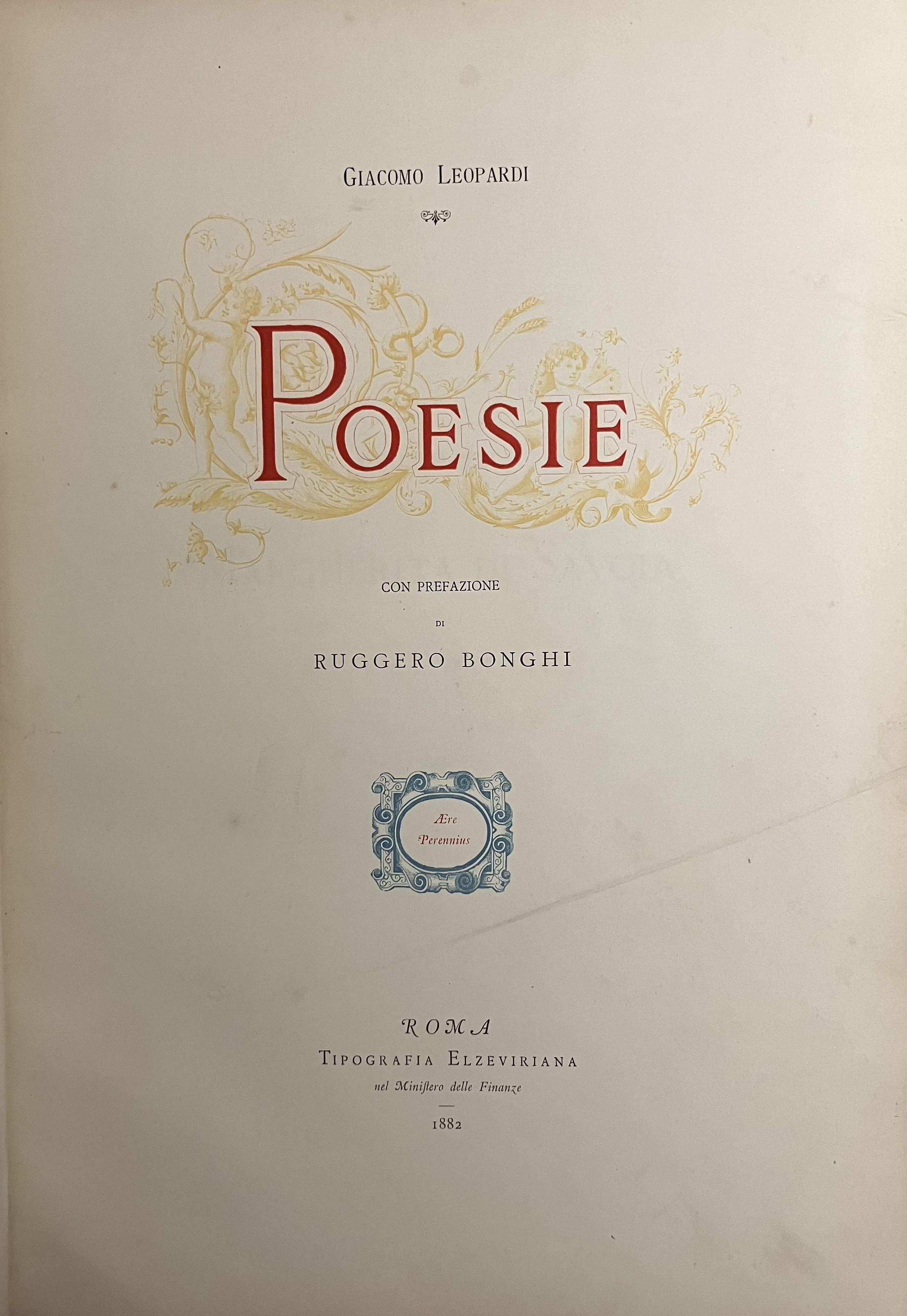 Poesie. Con prefazione di Ruggero Bonghi