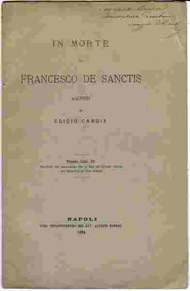 In morte di Francesco De Sanctis. Versi