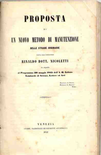 Proposta di un nuovo metodo di manutenzione delle strade ordinarie …