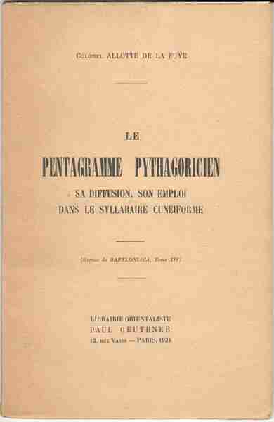 Le pentagramme pythagoricien. Sa diffusion, son emploi dans le syllabaire …