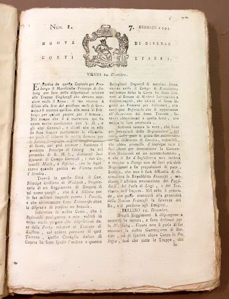 Nuove di diverse corti e paesi. Annata 1793 completa