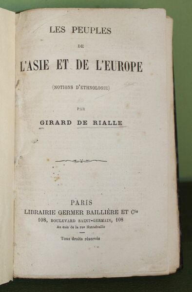 Les peuples de l'Asie et de l'Europe (Notions d'ethnologie)