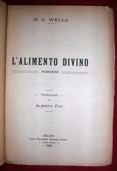 L’Alimento Divino. Traduzione di Alberto Fidi.
