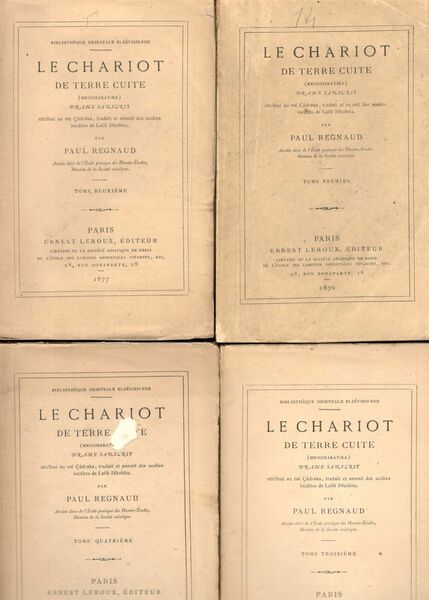 Le chariot de terre cuite (Mricchakatika). Drame sanscrit attribué au …