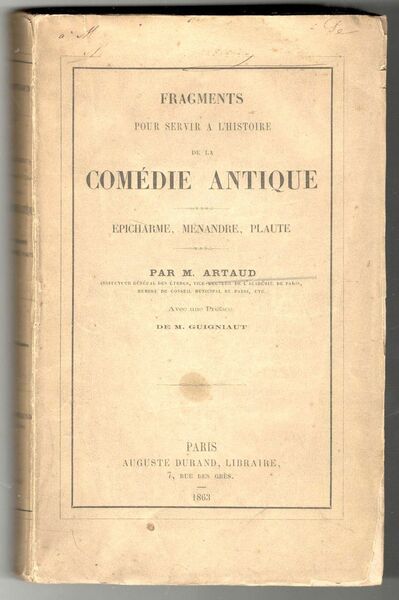 Fragments pour servir à lhistoire de la comédie antique. Épicharme, …