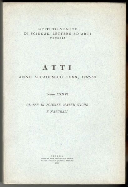 Atti dell'Istituto Veneto di Scienze, Lettere ed Arti. Classe di …