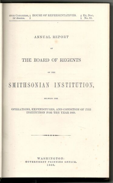 Annual report of the board of regents of the Smithsonian …