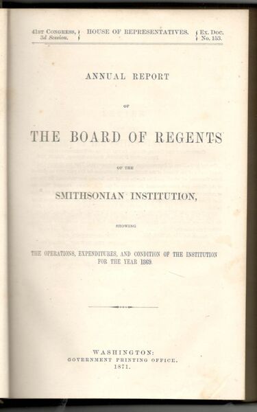 Annual report of the board of regents of the Smithsonian …