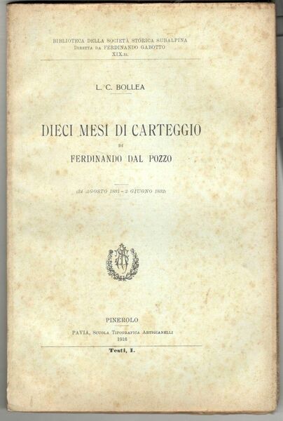 Dieci mesi di carteggio di Ferdinando dal Pozzo (24 agosto …