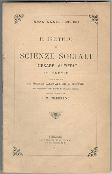R. Istituto di Scienze Sociali 'Cesare Alfieri' in Firenze. Anno …
