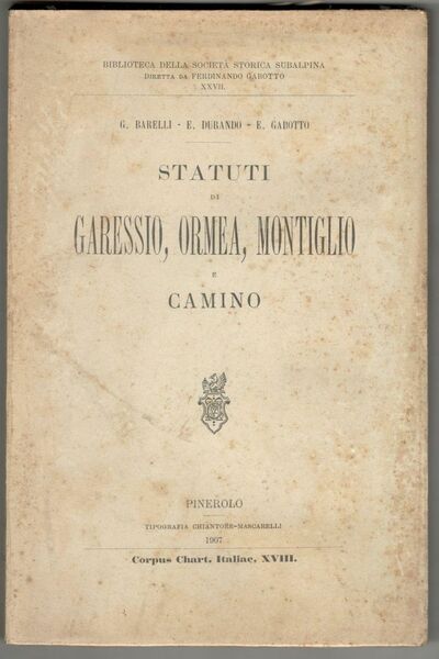 Statuti di Garessio, Ormea, Montiglio e Camino