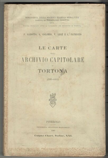 Le carte dello Archivio Capitolare di Tortona (1221-1313)