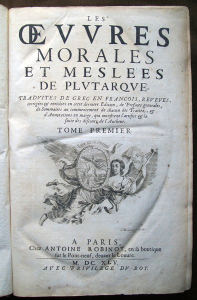 Oeuvres morales et mélées. Oeuvres traduites du grec en français, …