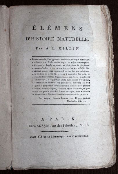 Elémens d’Histoire Naturelle.