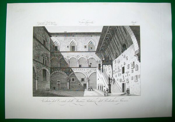 VEDUTA DEL CORTILE DELL'ANTICO PALAZZO DEL PODESTA' IN FIRENZE.