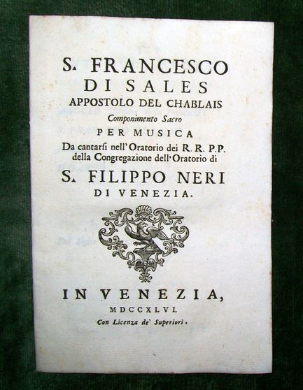 S. Francesco di Sales, Appostolo del Chablais. Componimento sacro per …