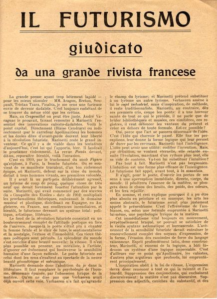 Il Futurismo giudicato da una grande rivista francese