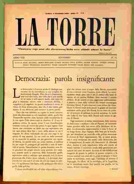 La Torre. Rivista mensile. Anno VIII. 1977. 9 fascicoli (su …