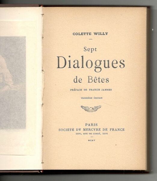 Sept Dialogues de Bêtes. Préface de Francis Jammes. Troisième édition