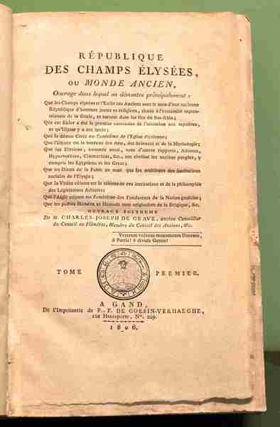 République des Champs Elysées , ou Monde ancien. (Tre volumi)