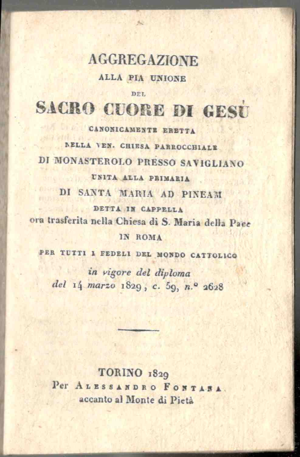 Aggregazione alla Pia Unione del Sacro Cuore di Gesù canonicamente …