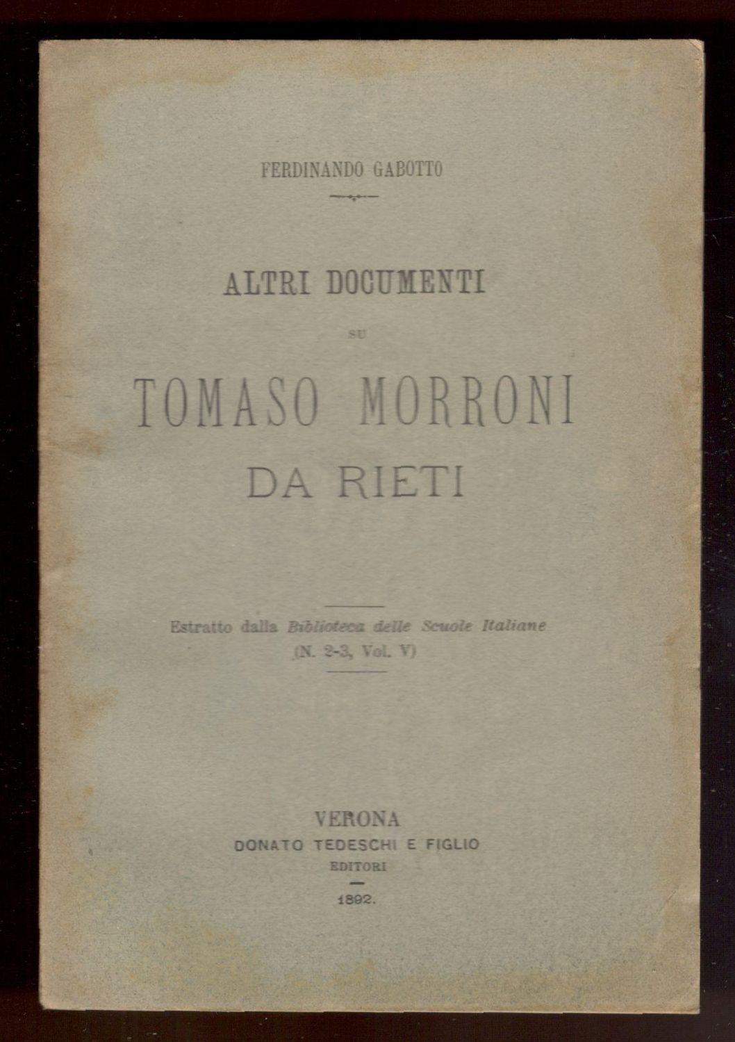 Altri documenti su Tomaso Moroni da Rieti