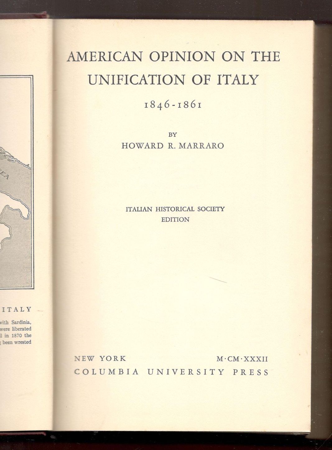 American opinion on the unification of Italy 1846-1861