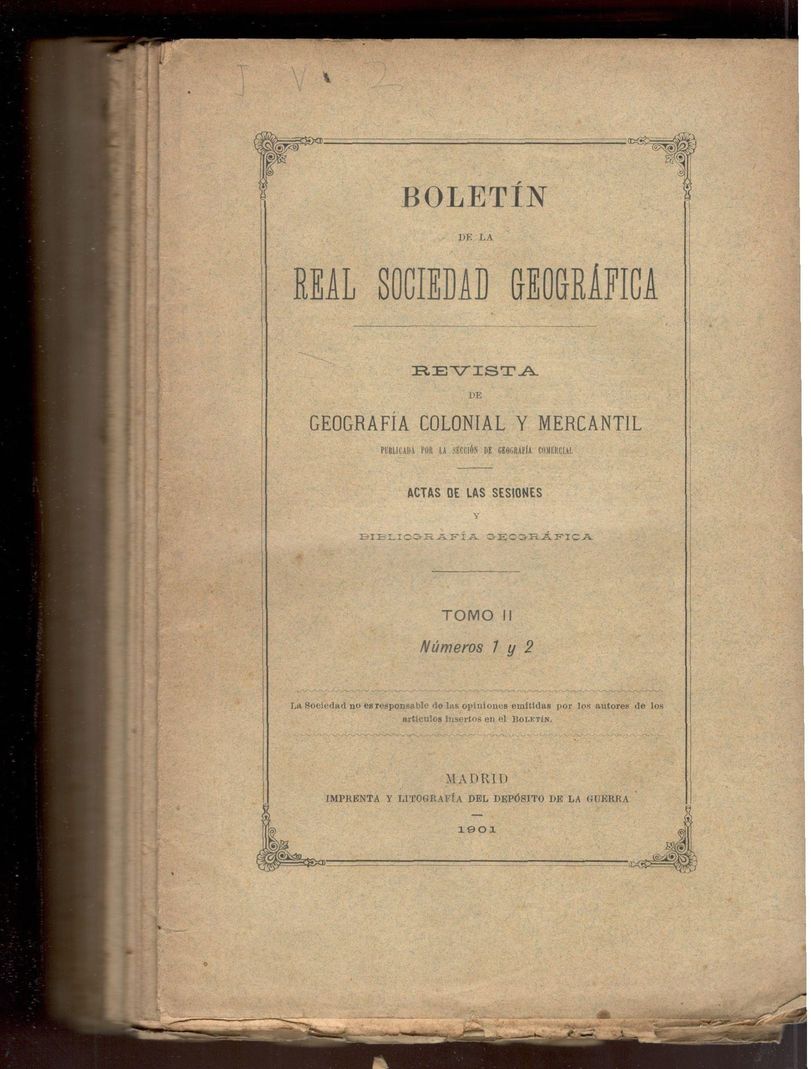 Boletín de la Real Sociedad Geográfica. Revista de Geografia Colonial …