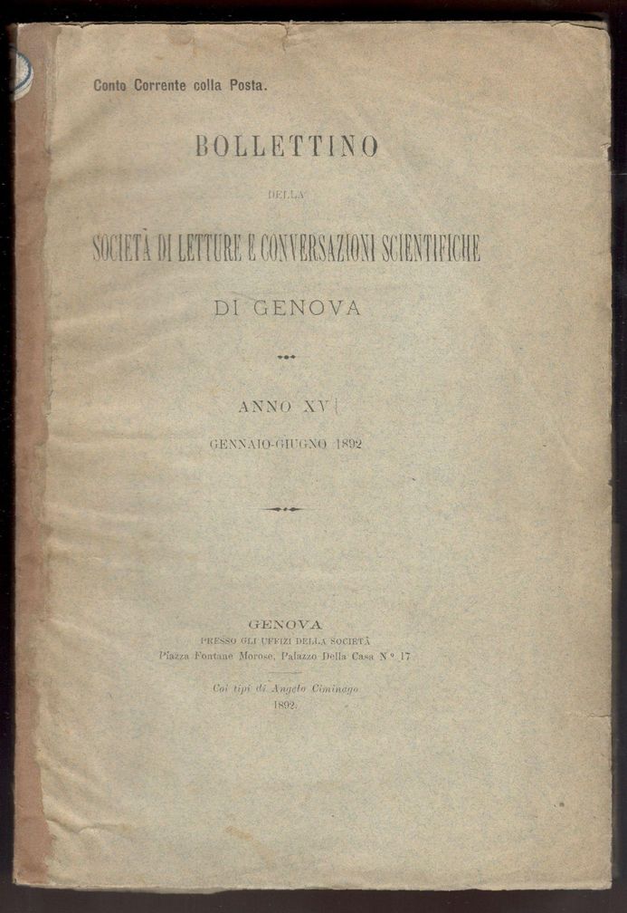 Bollettino della Società di Letture e Conversazioni Scientifiche di Genova. …