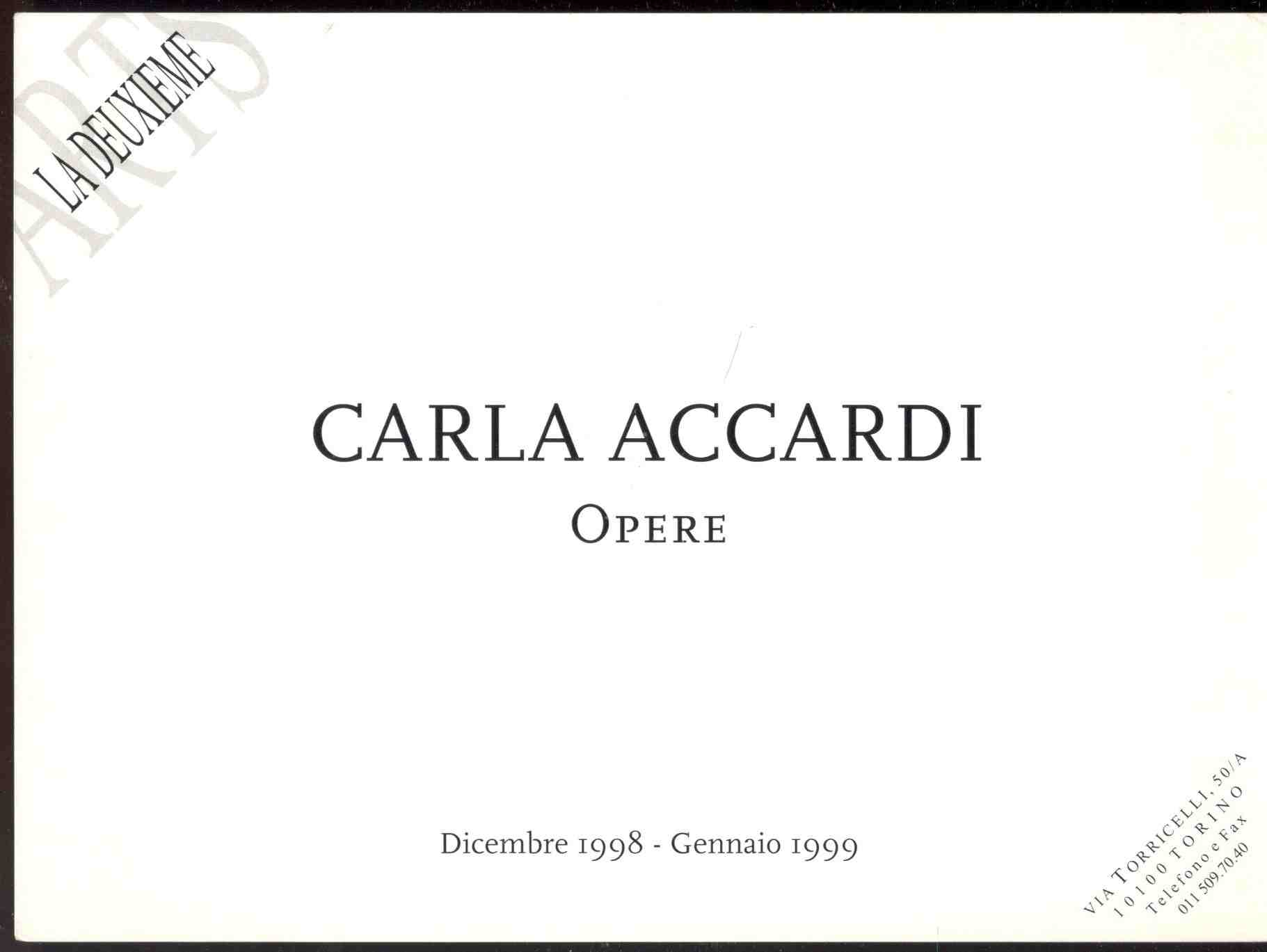 Carla Accardi. Opere. Dicembre 1998 - Gennaio 1999