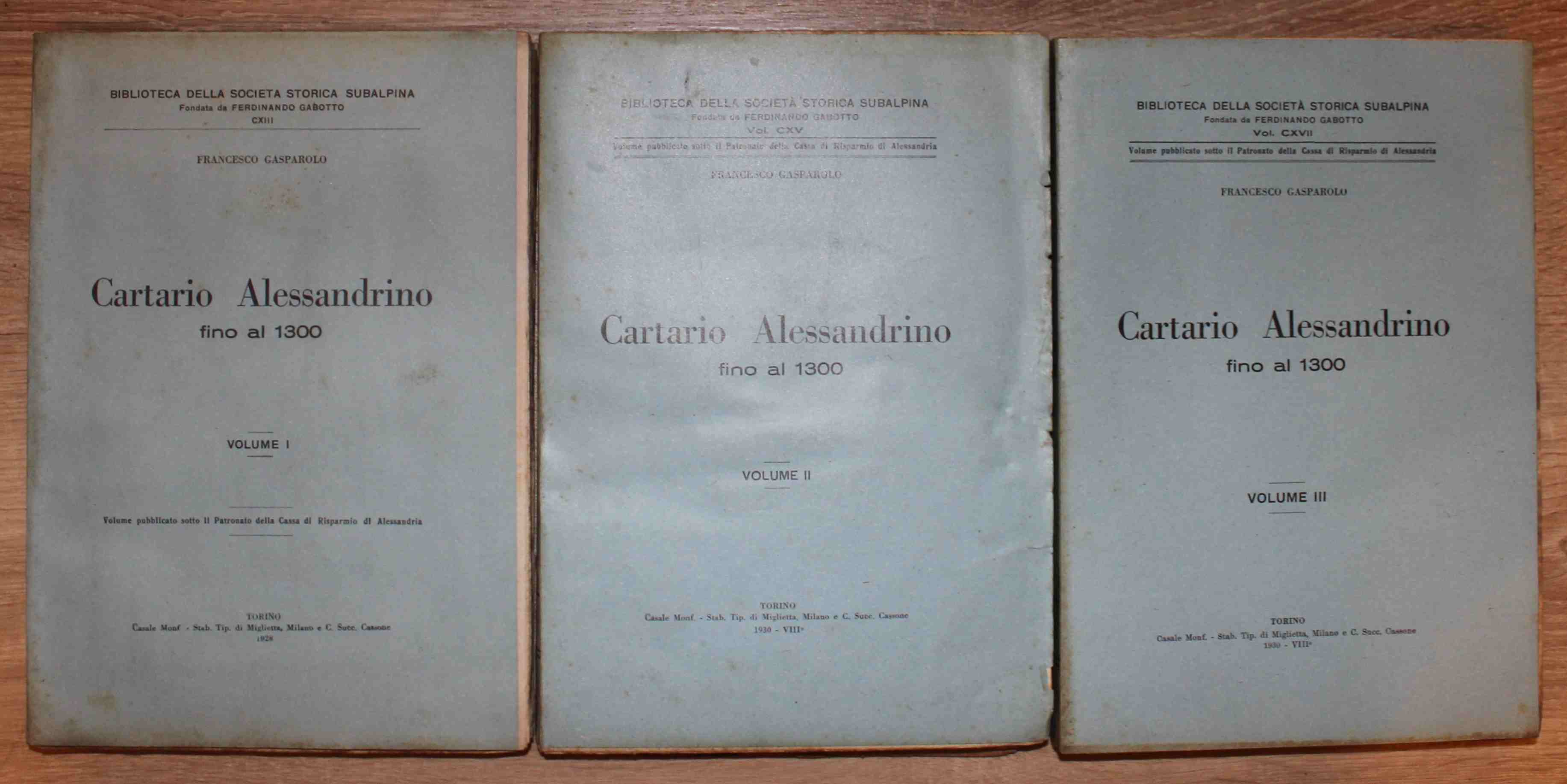 Cartario alessandrino fino al 1300. (Tre volumi)
