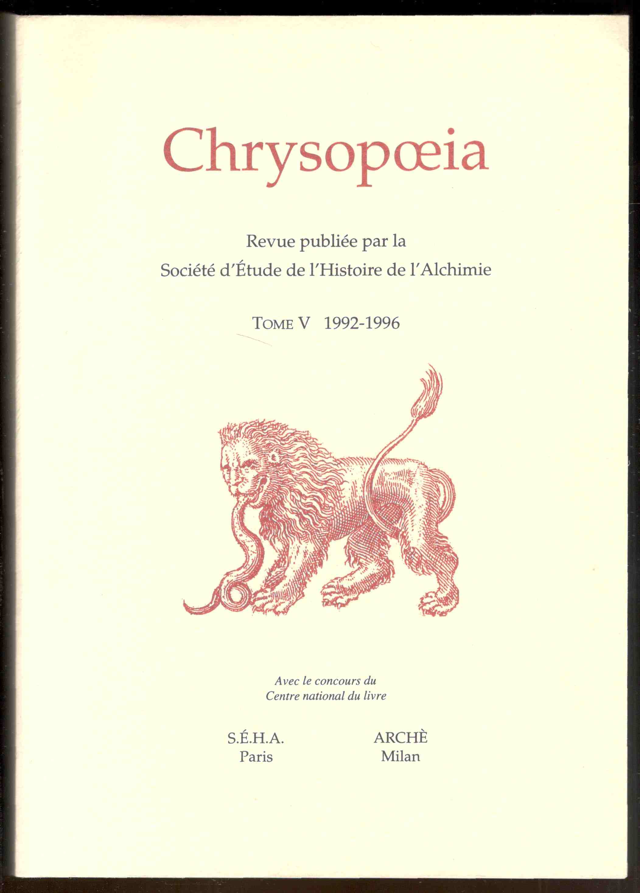 Chrysopoeia. Revue publiée par la Société d'Etude de l'Histoire de …