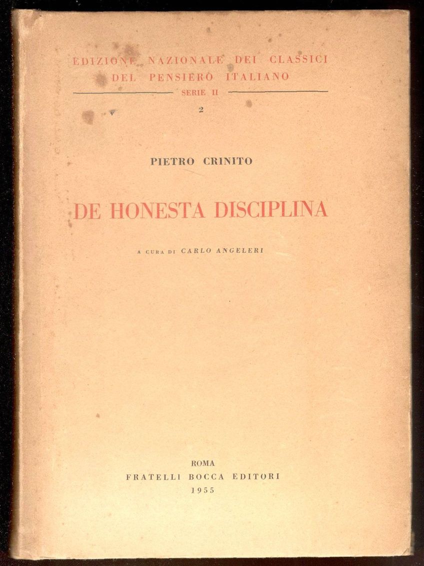 De honesta disciplina. A cura di Carlo Angeleri