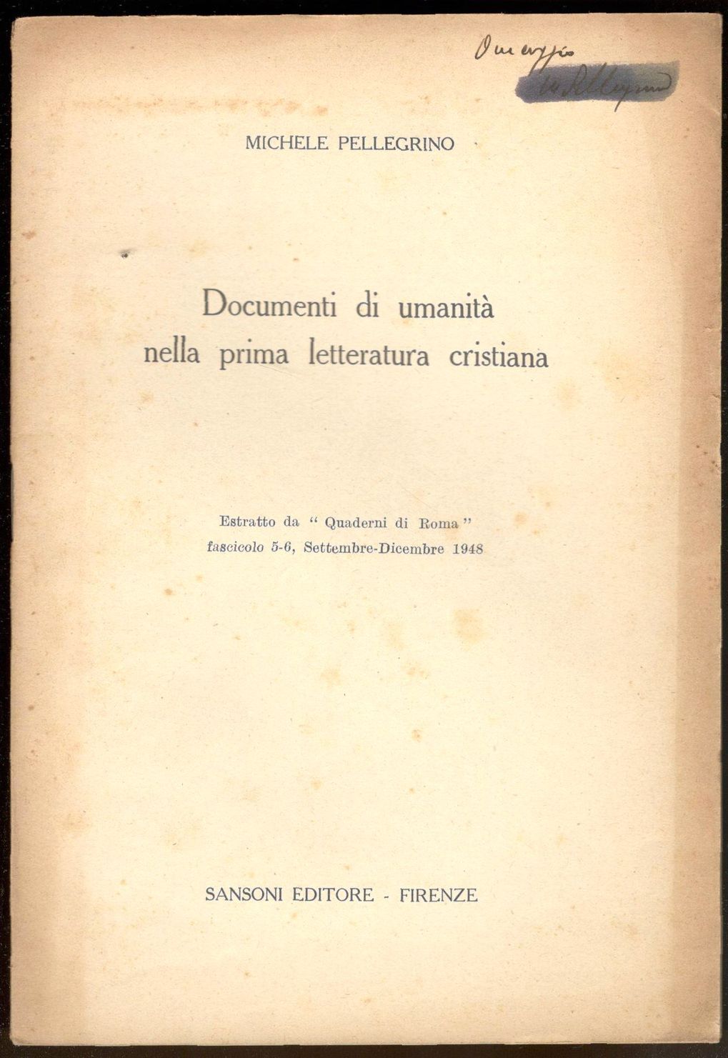 Documenti di umanità nella rima letteratura cristiana, (Estratto)