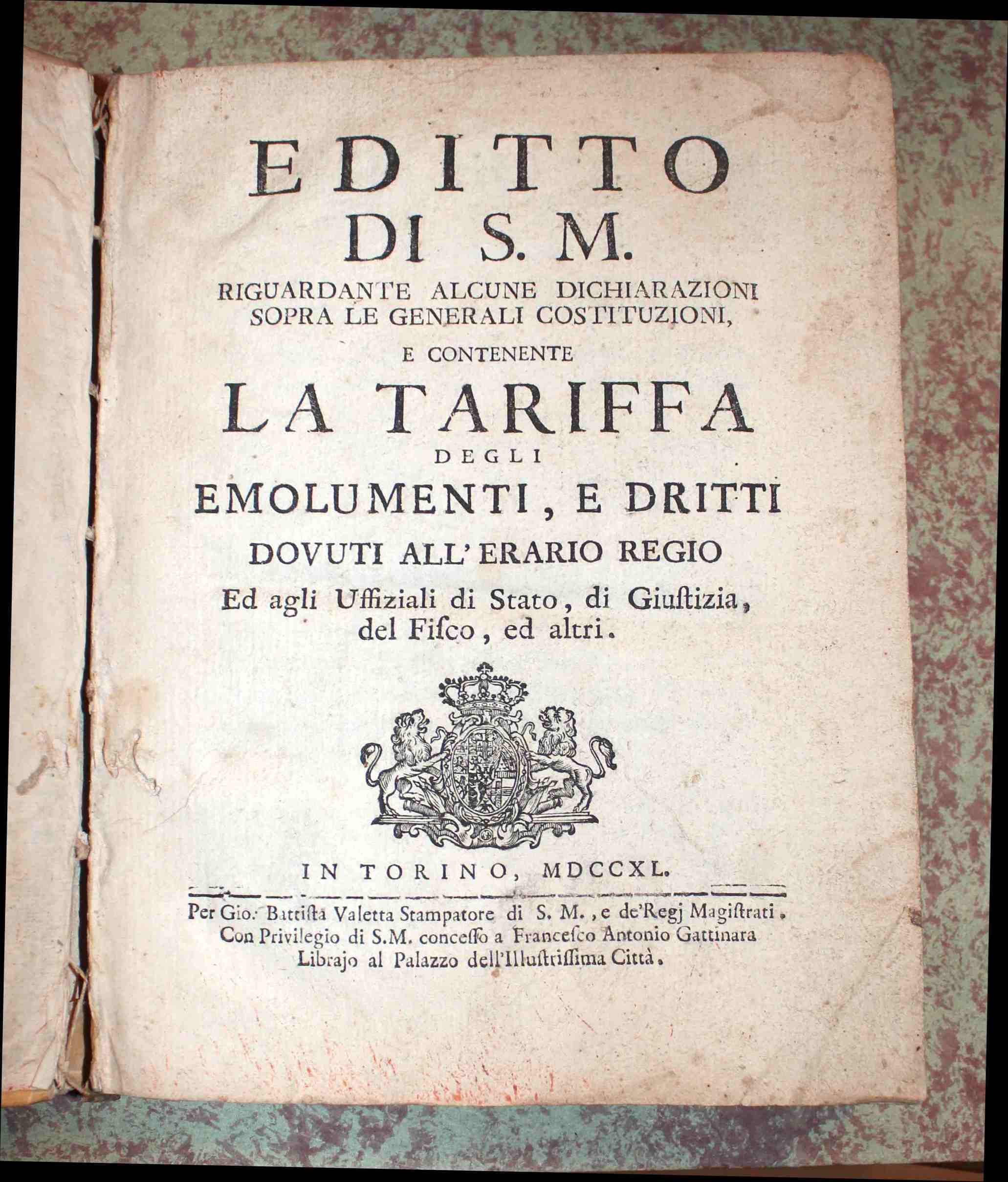 Editto di S. M. riguardante alcune dichiarazioni sopra le generali …