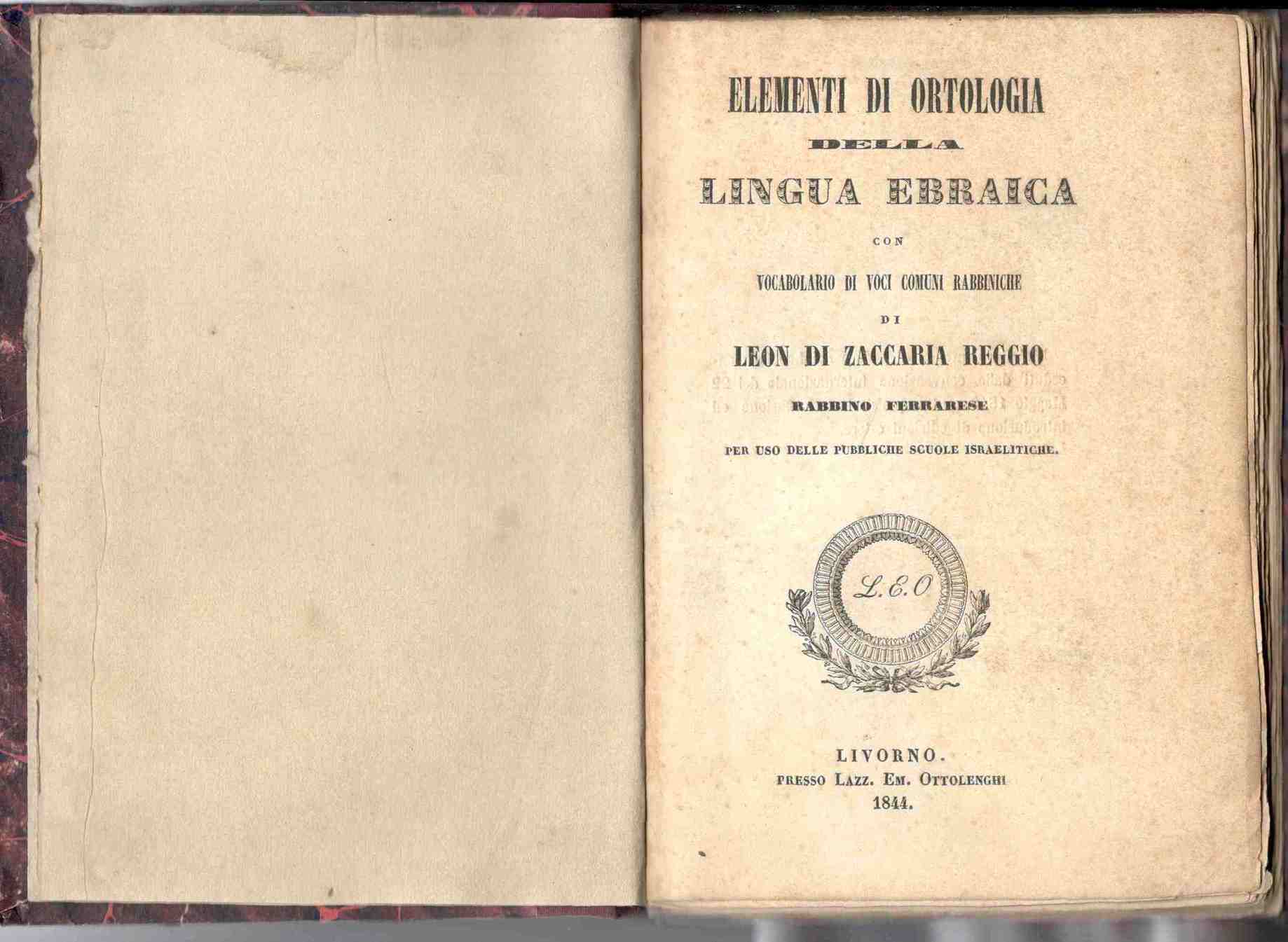 Elementi di ortologia della lingua ebraica con vocabolario di voci …