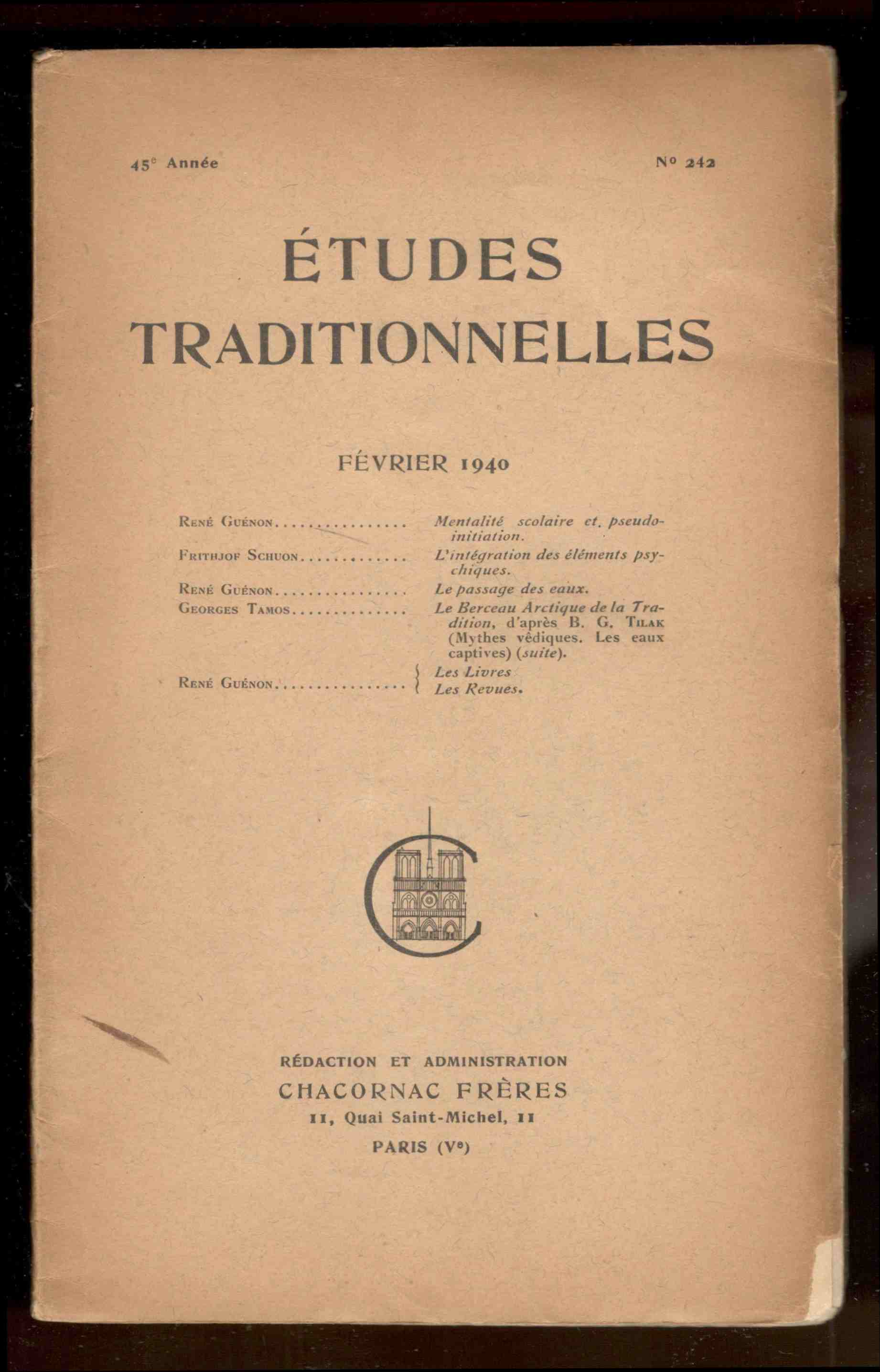 Études Traditionnelles. 45e année. Numero 242. Février 1940
