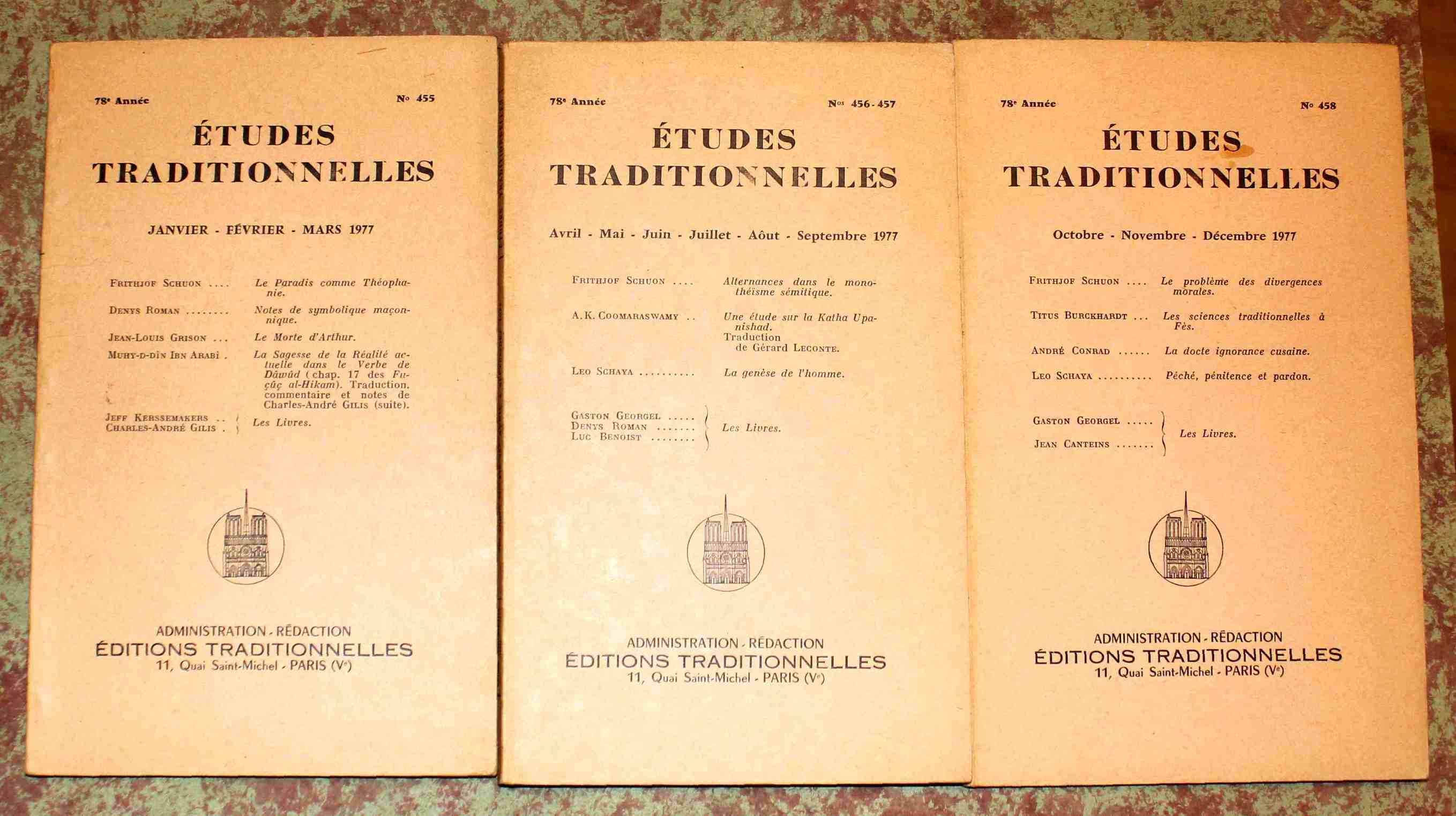 Études Traditionnelles. 78e année. Annata completa 1977. Numeri 455 - …