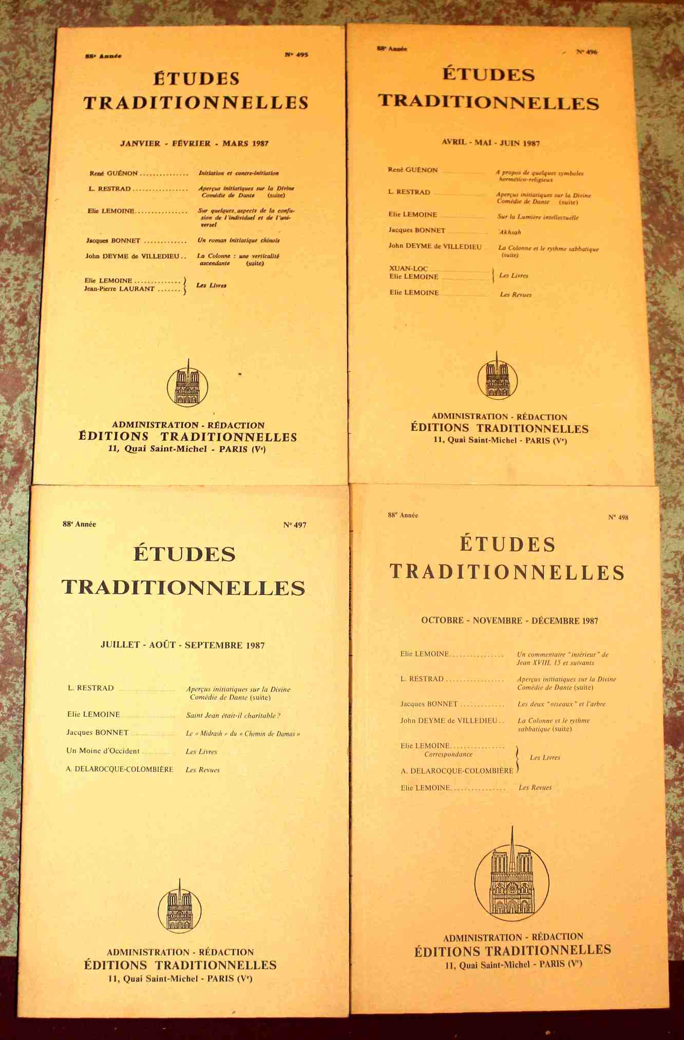 Études Traditionnelles. 88e année. Annata completa 1987. numeri 495 - …