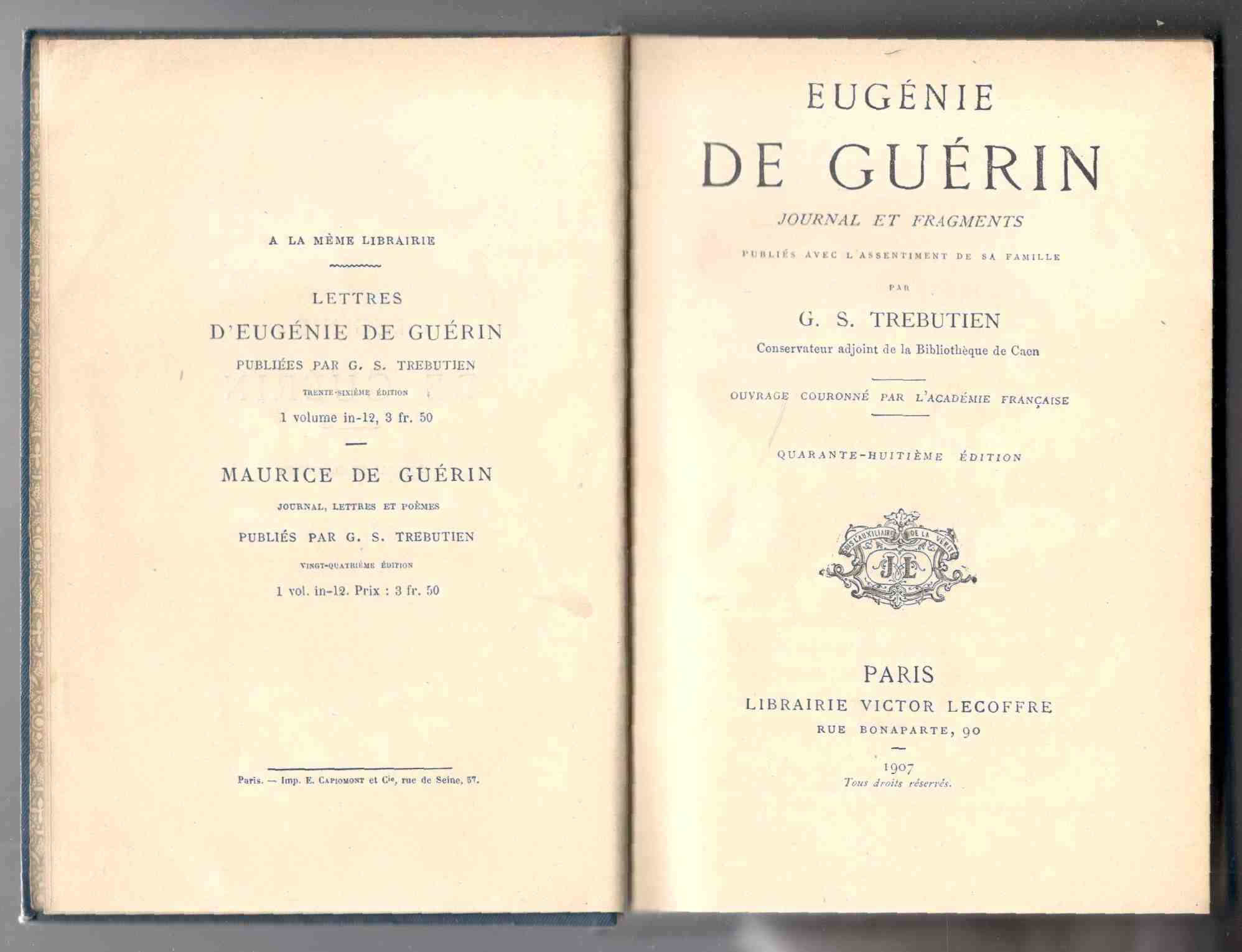 Eugénie de Guerin. Journal et Fragments
