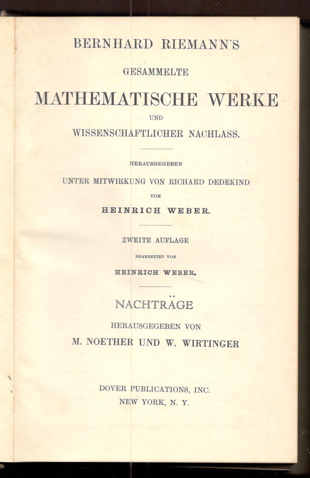 Gesammelte mathematische Werke und wissenschaftlicher Nachlass. (Due parti in un …